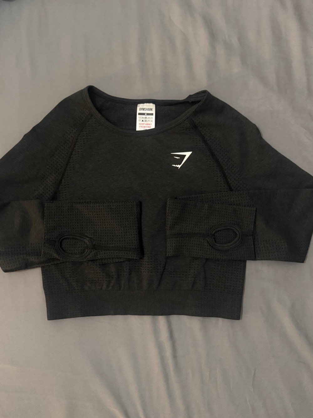 Gymshark Black Long Sleeve Cropped Top